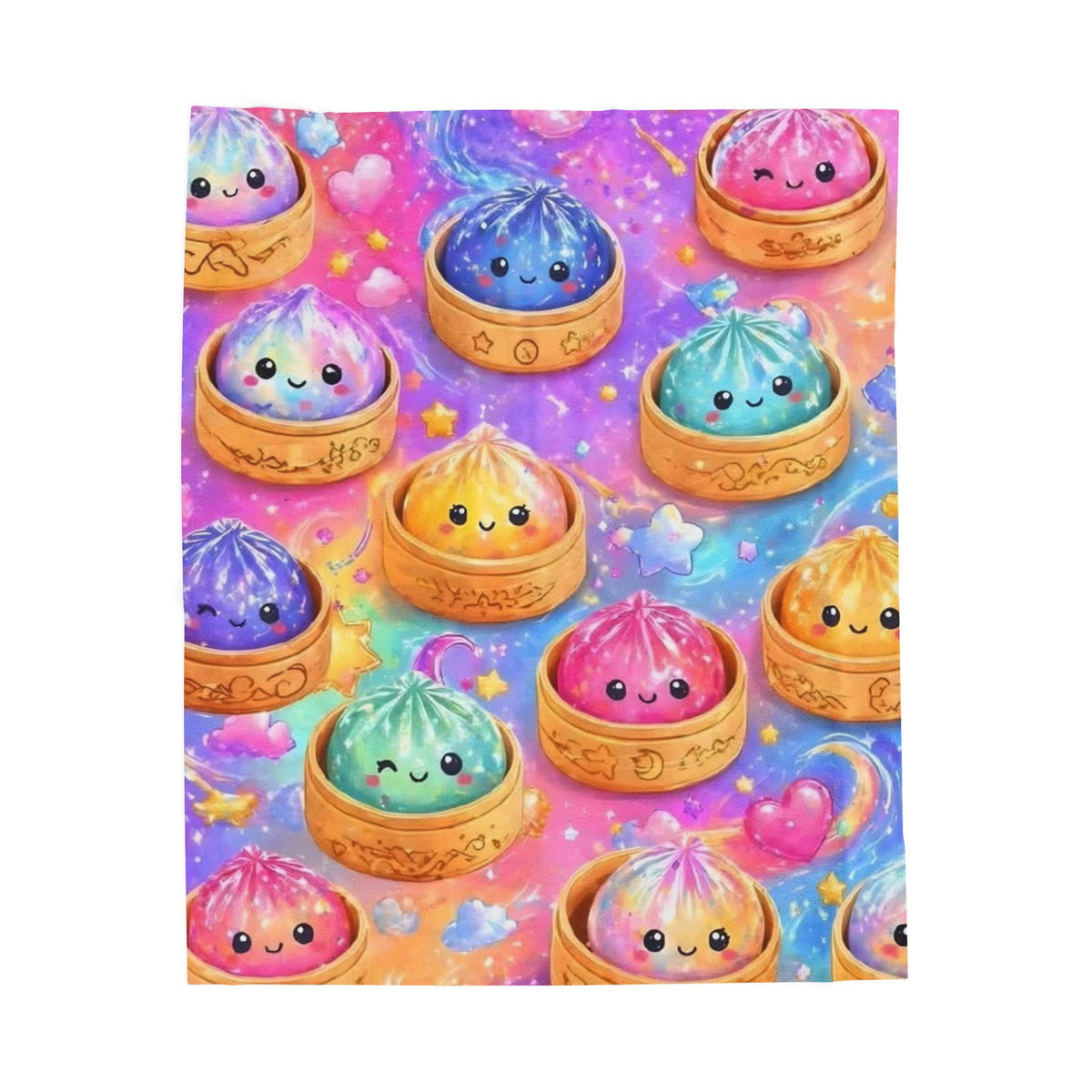Kawaii Rainbow Dim Sum Plush Blanket — Cute Colorful Dumpling Throw