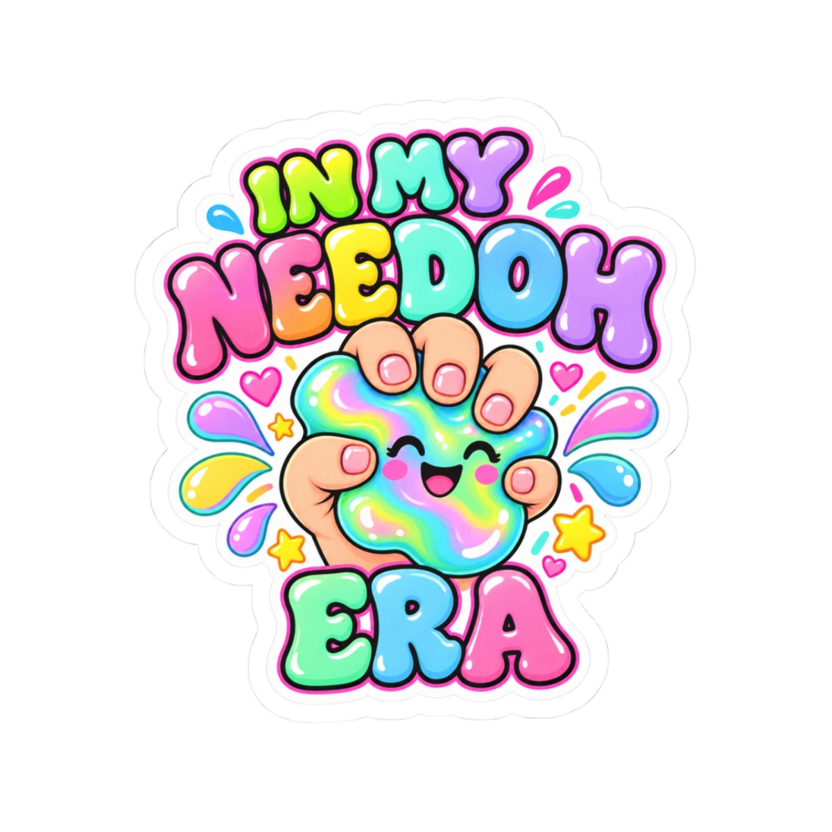 Kawaii 'In My Needoh Era' Sticker — Cute Stress Ball Design, Laptop & Water Bottle Decal