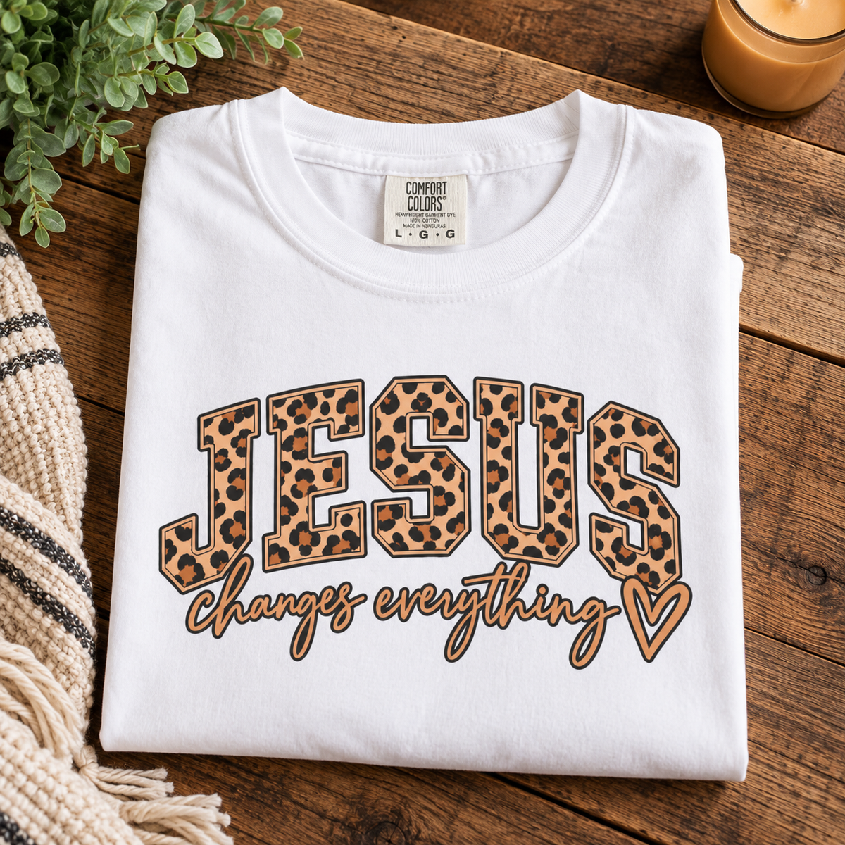 Jesus Changes Everything Leopard Graphic T-Shirt